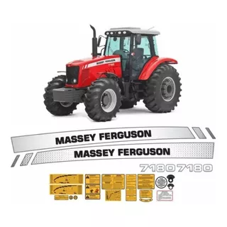 Kit Adesivos Faixas Compatível Massey Ferguson Trator 7180 Cor Preto