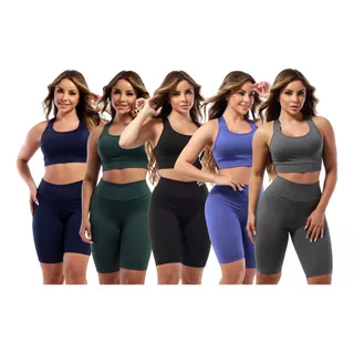 5 Conjunto Ciclista Top Roupas Feminina Academia Atacado A09