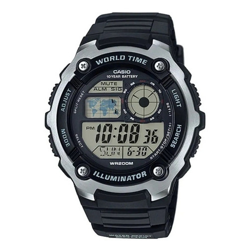 Reloj Digital Hombre Ae-2100w Wr 200m !. Color De La Malla Negro