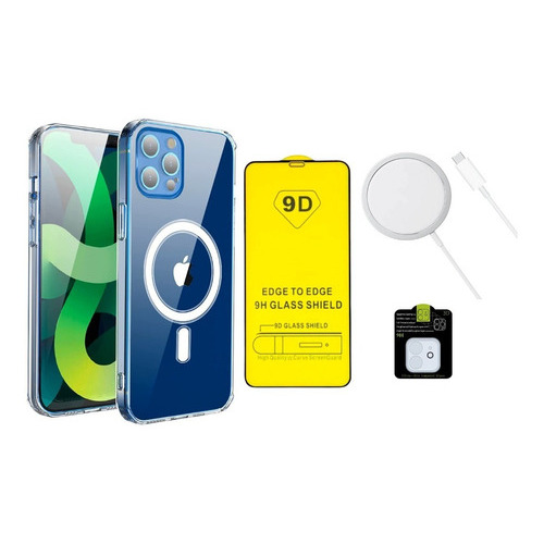 Kit Funda Para iPhone Magsafe Cargador Mica Camara Pantalla Color iPhone 11 Pro Max