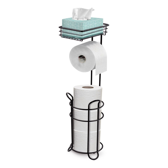 Porta Rollo Para Baño Soporte Papel Higienico Metálico Negro