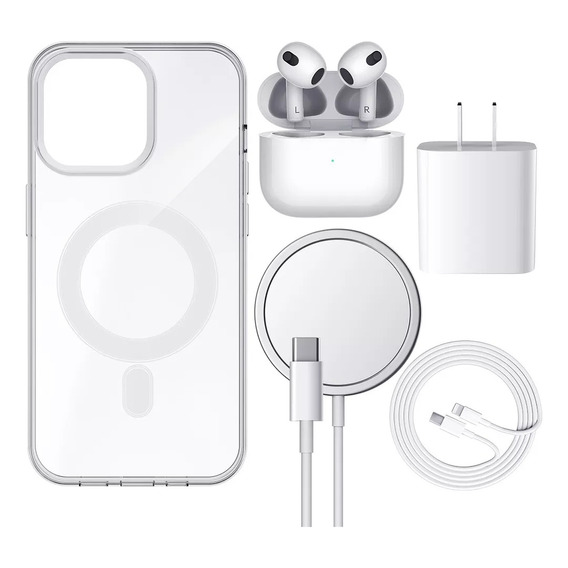 5kit Cargador Inalámbrico Magsafe 20w Para iPhone+audifono