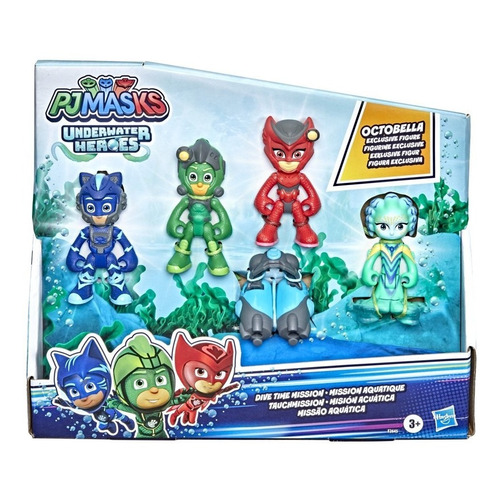 Pj Masks Underwater Heroes Misión Acuática -4 Figuras Hasbro