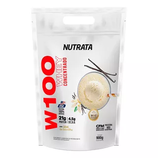 Whey Protein 100% Concentrado W100 - Refil 900g - Nutrata Sabor Baunilha