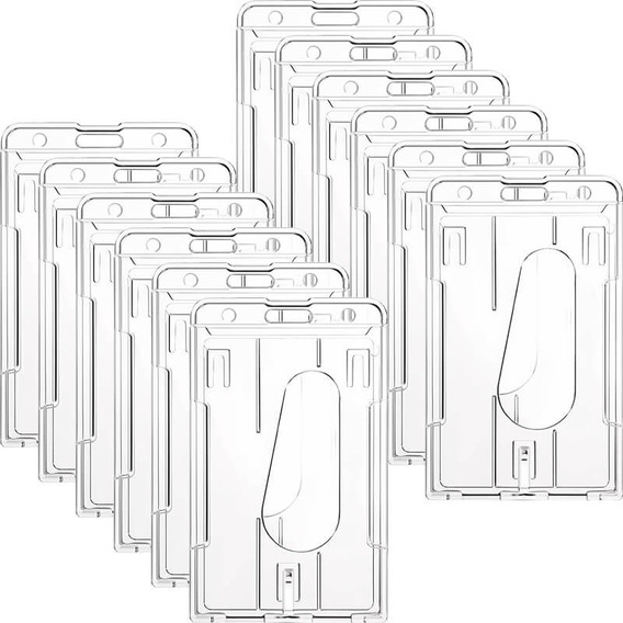 Pack De 12 Portagafete Rigido Acrílico Cristal Vertical