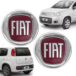 Kit Emblema Logo Fiat Grade Porta Malas Novo Uno Vivace Way