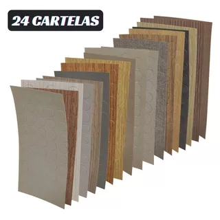 Kit 24 Cartela Tapa Furo Parafuso Moveis Mdf Marcenaria 12mm