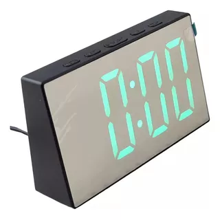 Reloj Despertador Alarma Espejo Luz Escritorio Mesa Noche