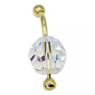 Piercing Ombligo Oro 18k Cristal Swarovski Bola 10mm Copawa