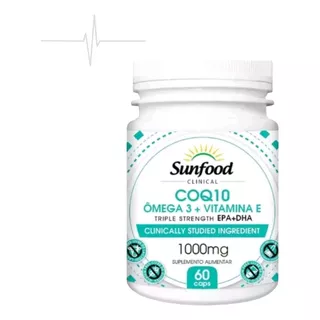 Coq10 Omega 3 + Vitamina E 1000mg 60 Cap Sunfood Coenzima Sabor Neutro