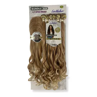 Cabelo Ondulado Giuly Fibra Futura 75cm 320g Com Top Closure Cor T27/613 Ombré Mel/loiro Claríssimo