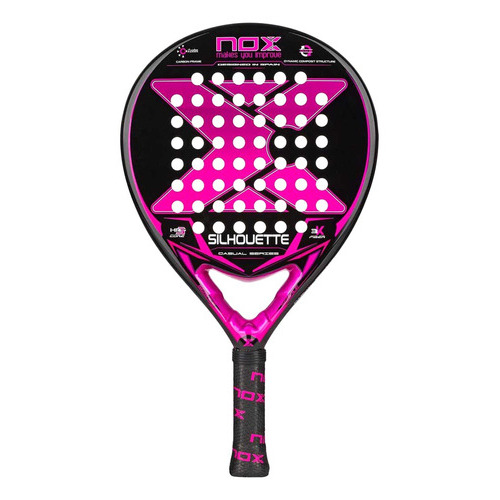 Pala de pádel Nox Silhouette de fibra de carbono 3k para mujer, color negro y rosa