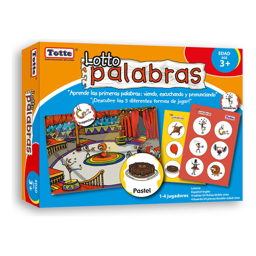 Lotería De Palabras Totte | 3 Divertidas Maneras De Jugar | Tablas Y Fichas Grandes, Gruesas y Durables