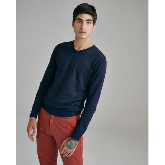 Sweater Kiel, Escote En V, Liso, Marino, Equus