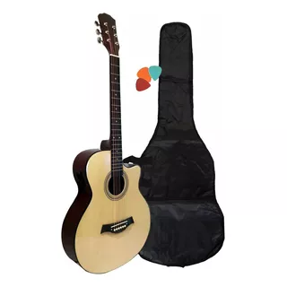 Guitarra Acustica Electroacústica Acero + Funda Y Puas Color Marrón Claro Material Del Diapasón Abeto Orientación De La Mano Diestro