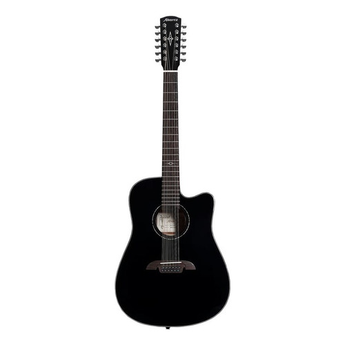 Guitarra Electroacústica Dreadnought Ad60-12cebk Alvarez. Color Negro Orientación de la mano Diestro