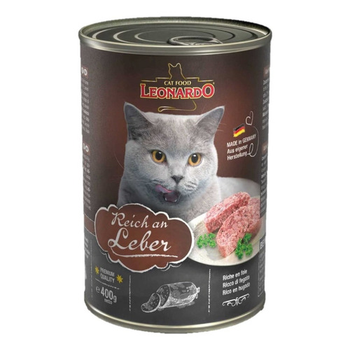 Alimento Leonardo Quality Selection para gato adulto sabor hígado en lata de 400g