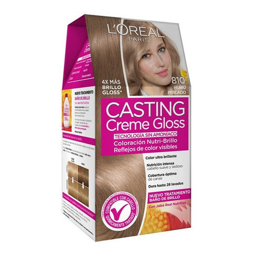 Kit Tinta L'Oréal Paris  Casting creme gloss Casting creme gloss tono 810 rubio perlado 15Vol. para cabello