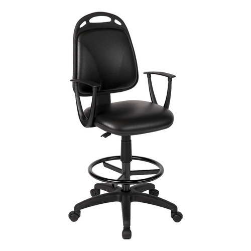 Silla de escritorio de Outlet Diva cajera con apoyabrazos y con ruedas ergonómica  negra con tapizado de cuero sintético