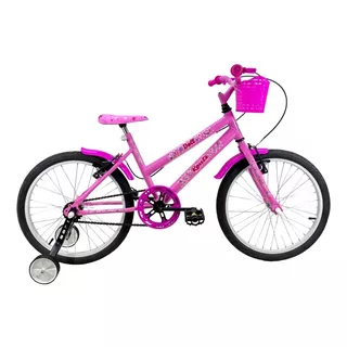 Bicicleta  De Passeio Infantil Route Doll Aro 20 14  Freios V-brakes Cor Rosa Com Rodas De Treinamento