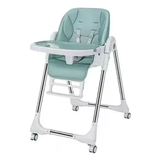 Silla De Comer Bebe Plegable Reclinable Premium Verde Aqua