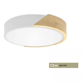 Plafon Luminaria Nordico Led Blanco Madera Neutro 46117 Color Blanco/madera