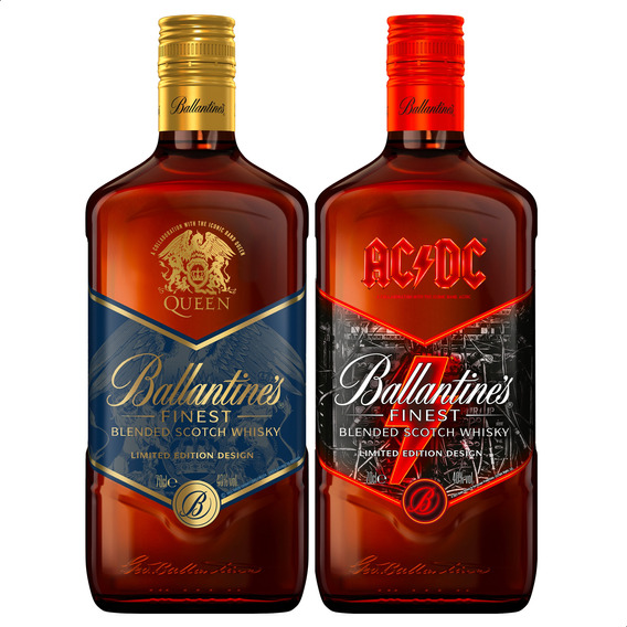 Whisky Ballantines Finest Edicion Limitada Ac/dc + Queen X2