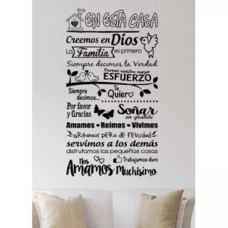 Vinil Decorativo Para Paredes Frases Letras En Esta Casa 