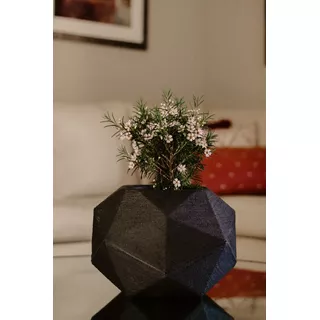 Vaso De Planta Polietileno Decorativo Esfera Diamante 3d M Cor Preto