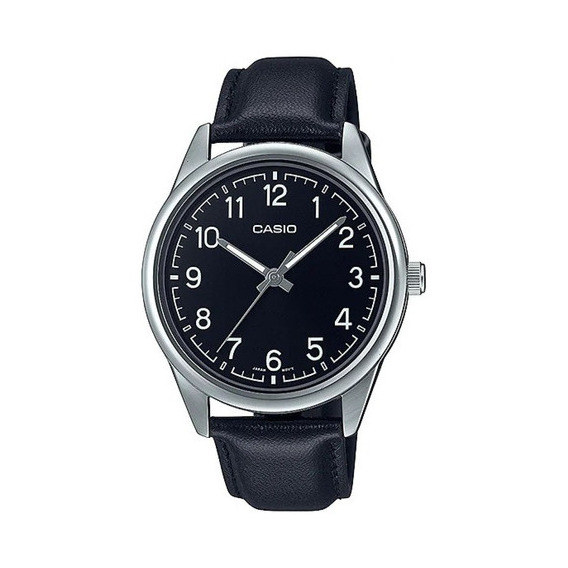 Reloj Casio Quartz Mtp-v005l-1b4 Hombre Piel Negro