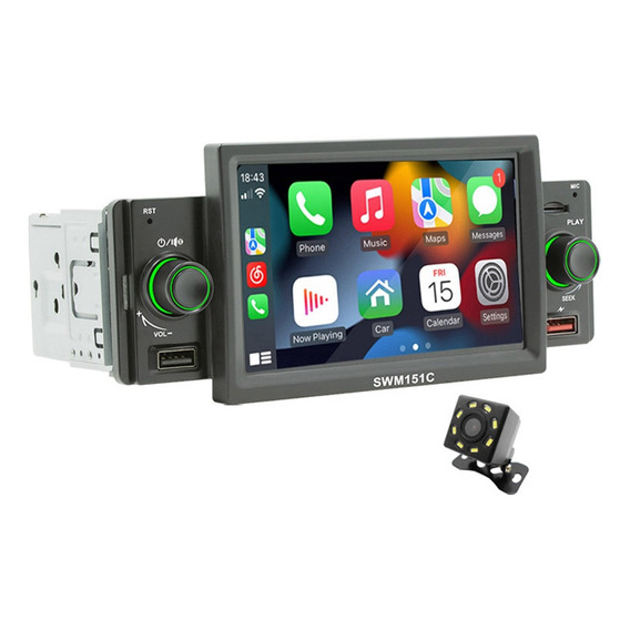 Radio De Coche 1 Din Carplay, Reproductor Mp5 De 5 Pulgadas,