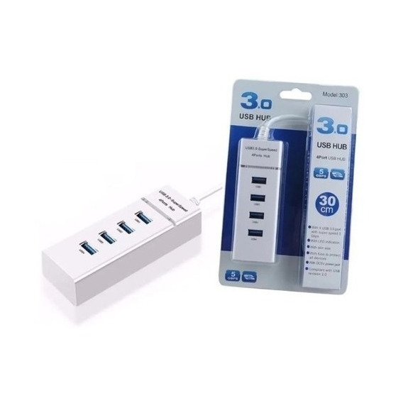 Hub Usb 3.0 De 4 Puertos 5gbps 30 Cm