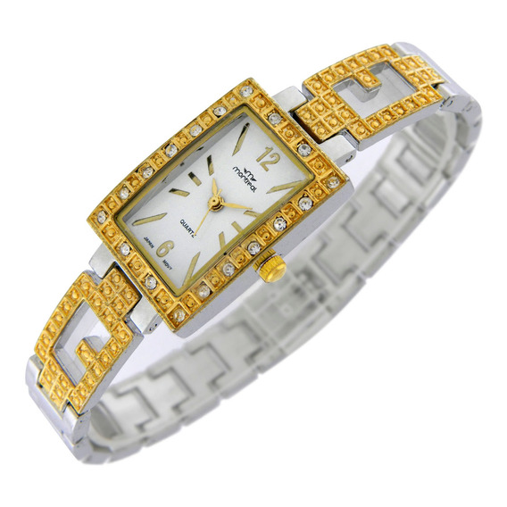 Reloj Montreal Mujer Ml738 Metálico Apliques De Strass