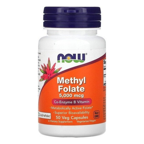 Now Foods Methylfolate - Folato De Metllo Vit B, 50 Caps 5000 Mcg - Sin sabor