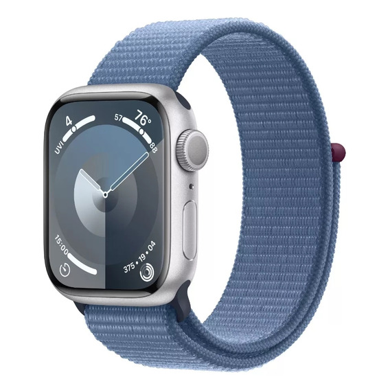 Apple Watch Series 9 GPS • Caja de aluminio color plata de 41 mm • Correa loop deportiva azul invierno - Distribuidor Autorizado