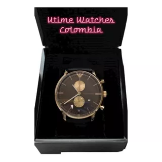 Reloj Emporio Armani Acero Inox Y Cuero Crono Clásico Hombre Color De La Correa Marrón Color Del Bisel Oro Rosa