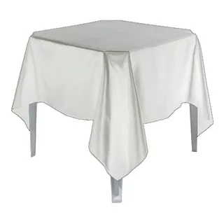  Toalha De Mesa Quadrada 1,50x1,50 Cetim Seda 4 Lugares Cor Branca Lisa 