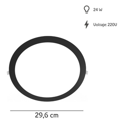 Panel Led 24w Embutir Techo Redondo Negro Luz Desing