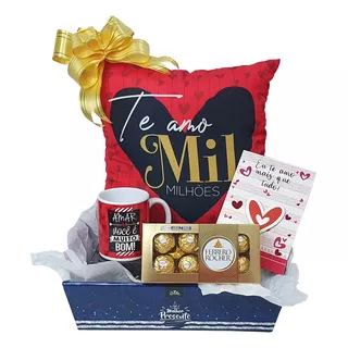 Kit De Presente Almofada Caneca Chocolate Cesta De Amor Cor Kit 1