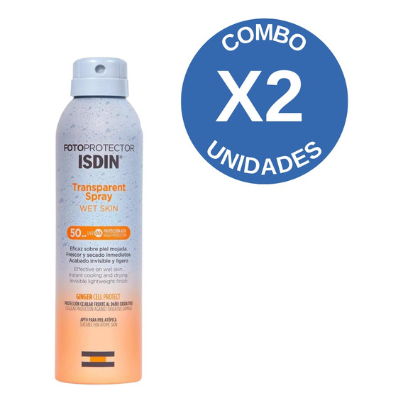 Combo X 2 Isdin Fotoprotector Spf50+ Spray Wet Skin 250 Ml