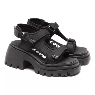 Sandalias Urban Cow Aramis Tiras Regulables Plataforma Black