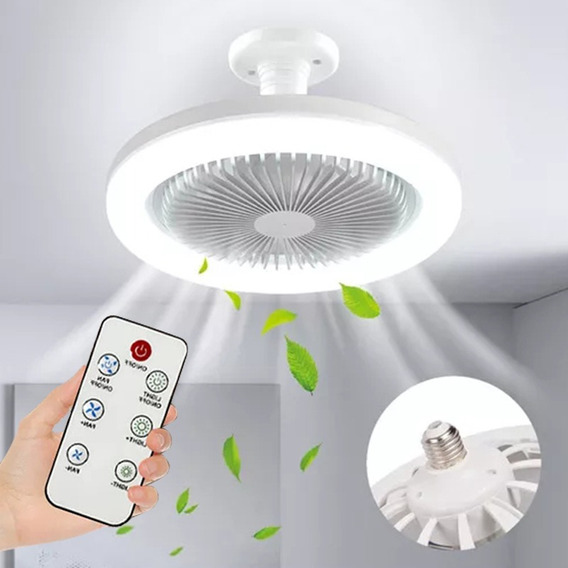 Lámpara De Ventilador Multifunción Foco Led De 30 W E27/e26 Cantidad de aspas 3 Color de la estructura Blanco Color de las aspas White Diámetro 26 cm Frecuencia 1 Material de las aspas Plástico