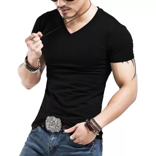 Kit 3 Camisetas Gola V Masculina Slim Fit Camisa Blusa Lycra