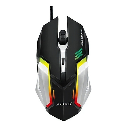 Mouse Gamer Aoas Usb Rgb Luz K100 2064205 Shine Color Negro Con Blanco