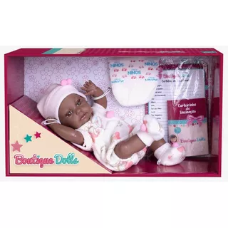 Boneca Bebê Reborn Boutique Dolls Negra Vinil Macio