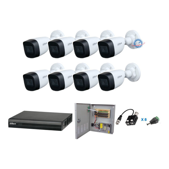 Kit 8 Camaras Dahua 5mp Con Microfono Dvr 8 Ch P2p Fuente 