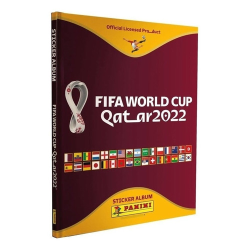 Álbum FIFA World Cup Qatar 2022 Panini bordó/dorado tapa dura