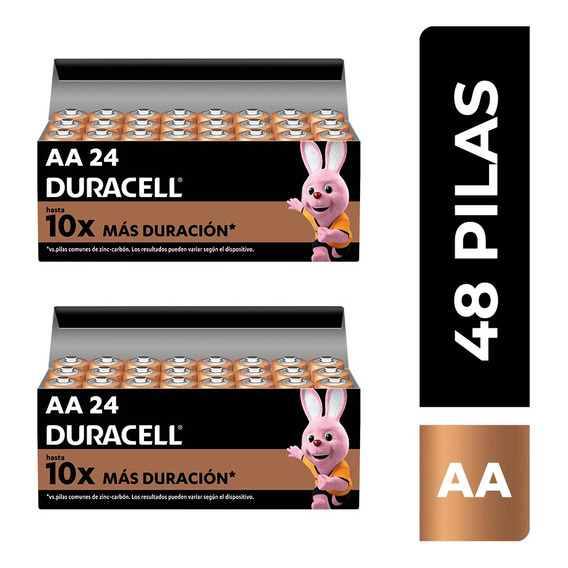 Duracell Copper and Black pilas AA alcalinas larga duración 1.5V 48 pilas