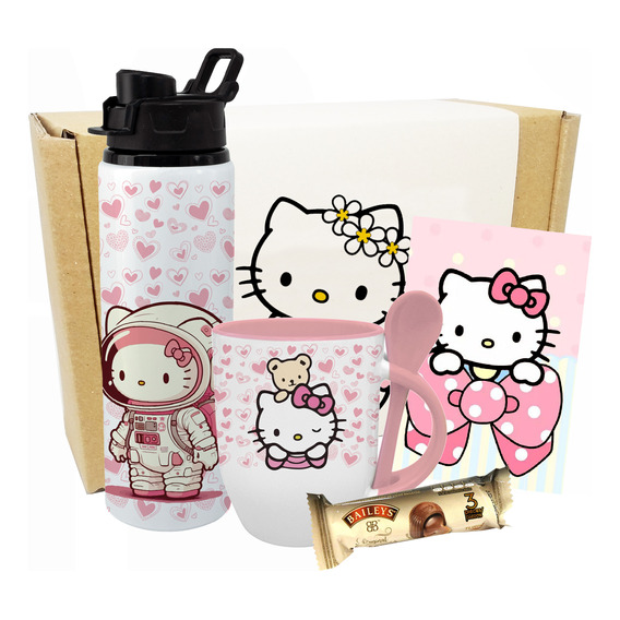 Mugs Kit De Regalo Hello Kitty / Anime / Termo