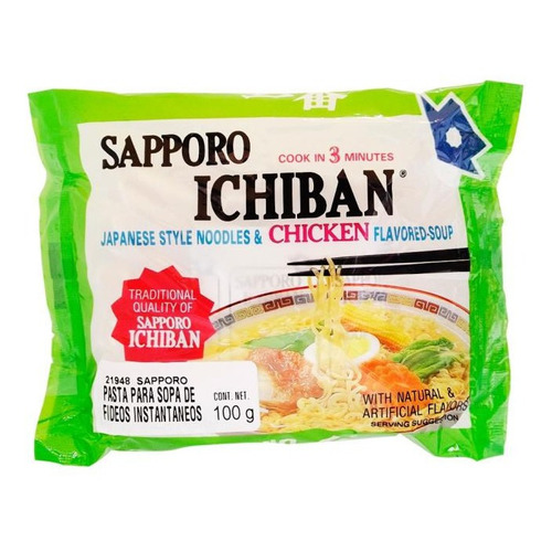 Sapporo Ichiban Japanes Sopa Noodles Sabor Pollo Ramen 100g